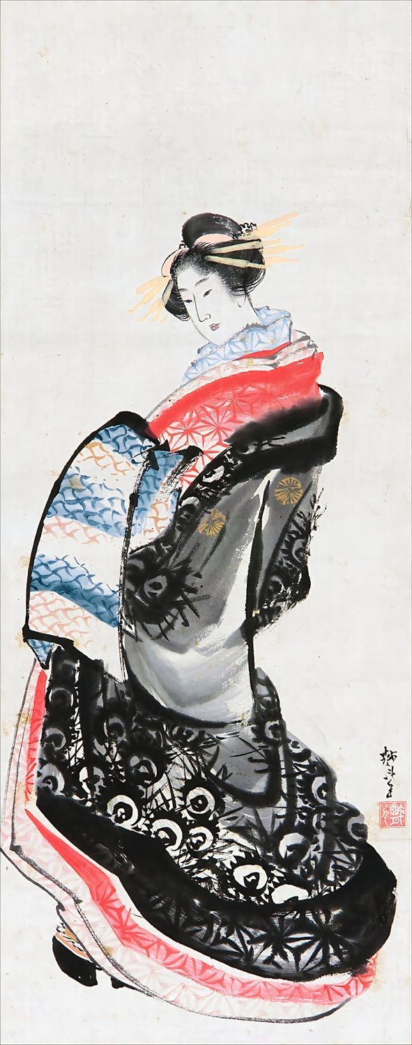 葛飾北斎 花魁 印刷 複製 ポスター 大サイズ 浮世絵 美人画 日本画