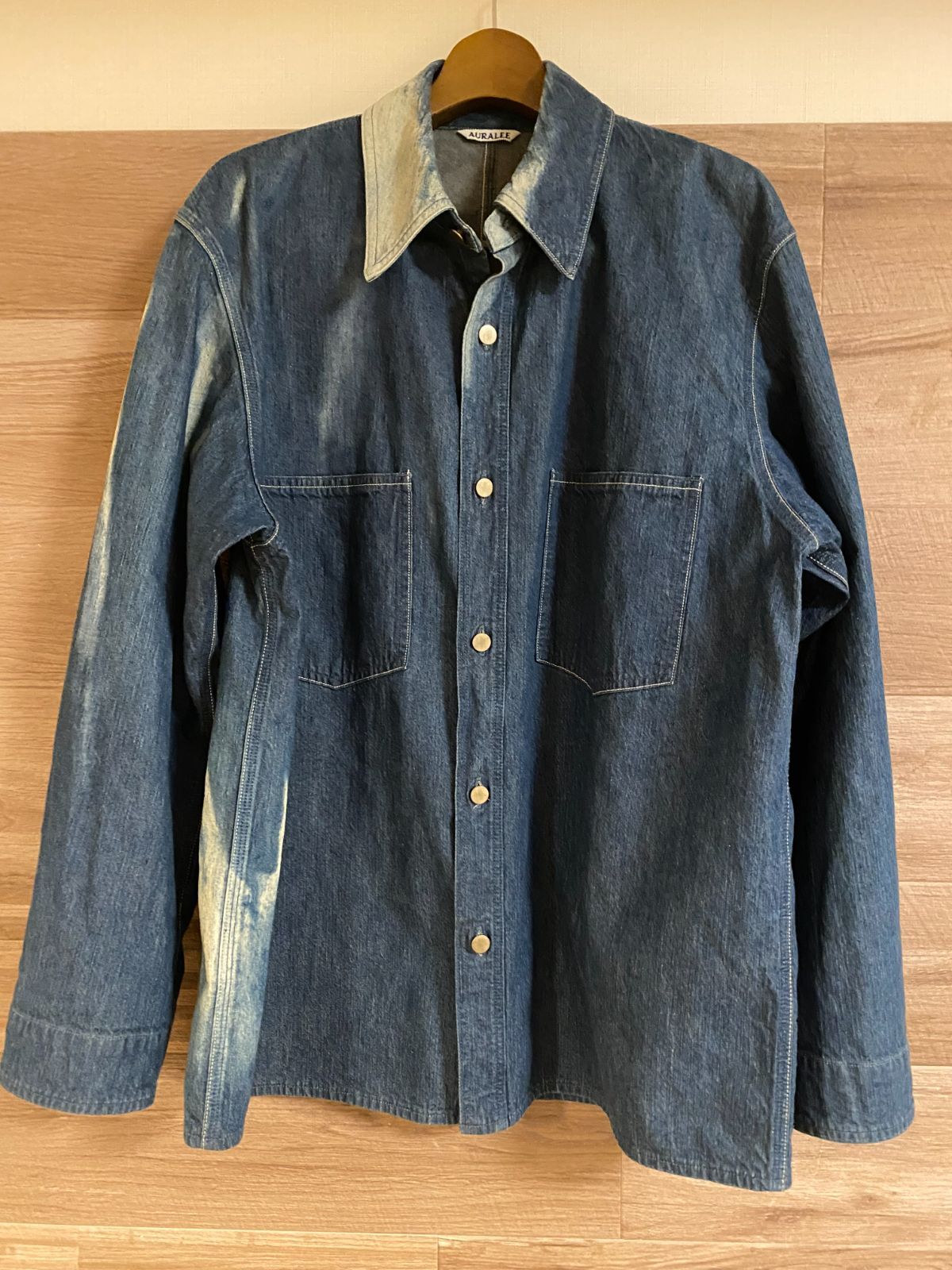 オーラリー】SUN FADE BLEACH LIGHT DENIM SHIRTS BLOUSON #SUN FADE 