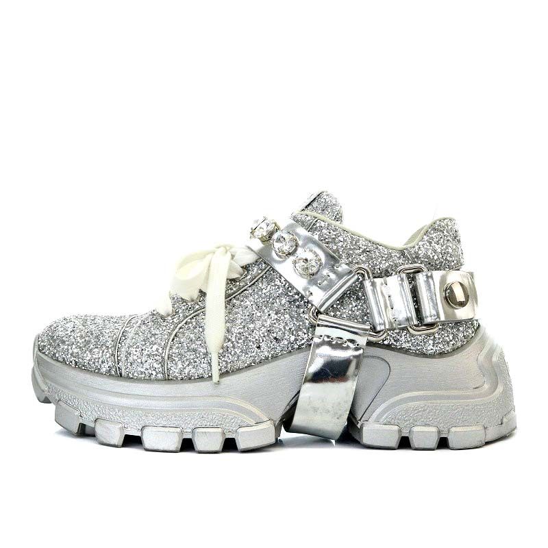ミュウミュウ miumiu スニーカー プラットフォーム グリッター 