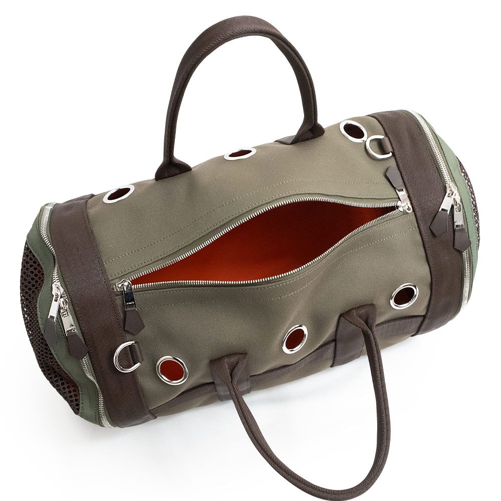 エルメス 犬用 ショルダー キャリーバッグ 斜め掛け ナイロン コットン