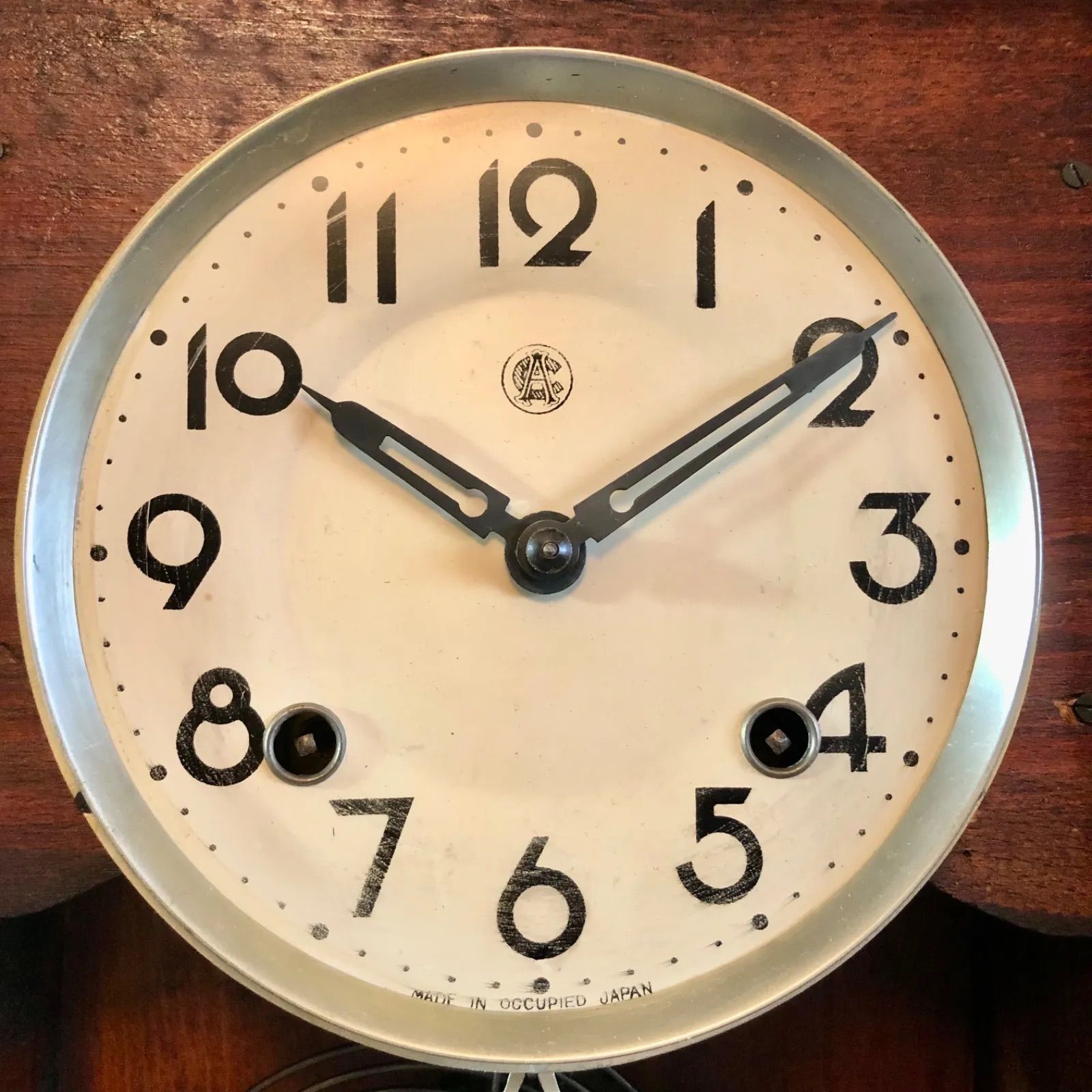 昭和レトロ 愛知時計製OJ宮型モダン振り子窓掛時計オーバーホール済