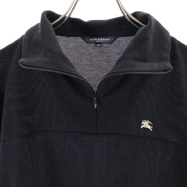 バーバリー 三陽商会 日本製 ハーフジップ ロゴ刺繍 ゴルフウェア M