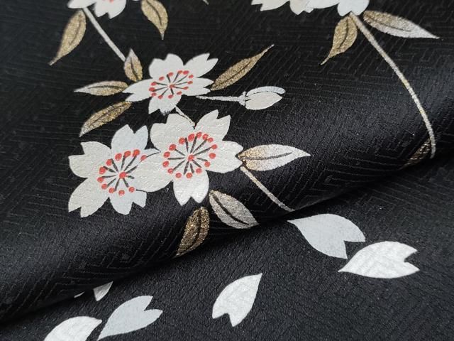 平和屋本店□極上 訪問着 枝垂れ桜文 黒地 金銀彩 逸品 CYAA3027s5