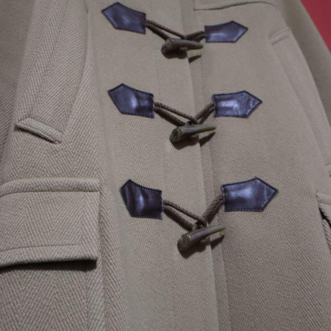 sacai luck ダッフルコート ベージュ ノーカラー 裏地ブルー 美品】sacai luck 襟デザイン ノーカラー 裏地ブルー ダッフルコート