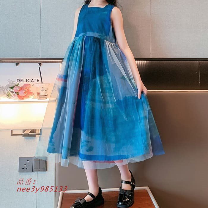小学生 ワンピース ドレス キッズ 女の子 ノースリーブ 韓国 発表会 ガーきれいめ セレモニー おしゃれ スクエアネック nee3y985133