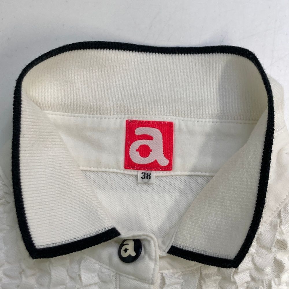 archivio アルチビオ ホワイト ノースリーブ シャツ フリル付きウエア archivio 【新品】アルチビオ ノースリーブシャツ 白 ストライプ