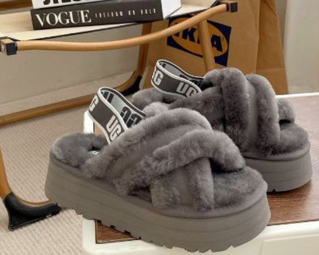 全 UGG | アグ レディース W DISCO CROSS SLIDE 1121550 ディスコ クロス スライド レディース サンダル 厚底 charcoal チャコール