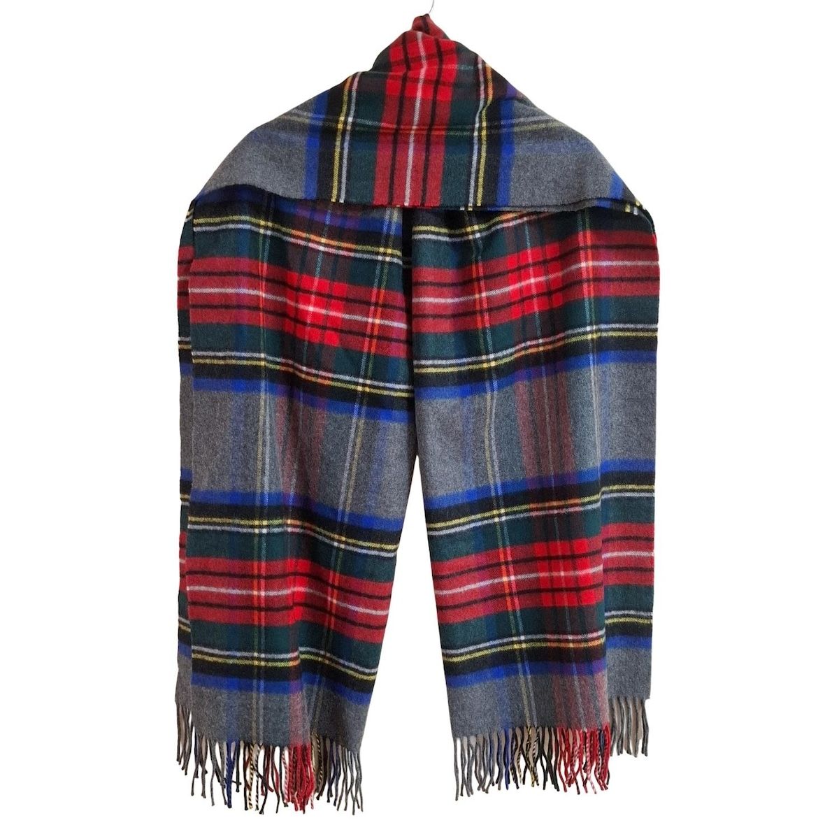 johnstons of elgin ジョンストンズ ストール ショール - ダークグレー×レッド×マルチ チェック柄 カシミヤ