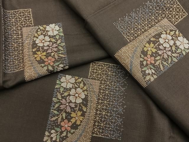 平和屋着物●本場大島紬　9マルキ　短冊花文　正絹　逸品　BAAP2080pk 平和屋着物○本場大島紬 9マルキ 短冊花文 正絹 逸品 BAAP2080pk