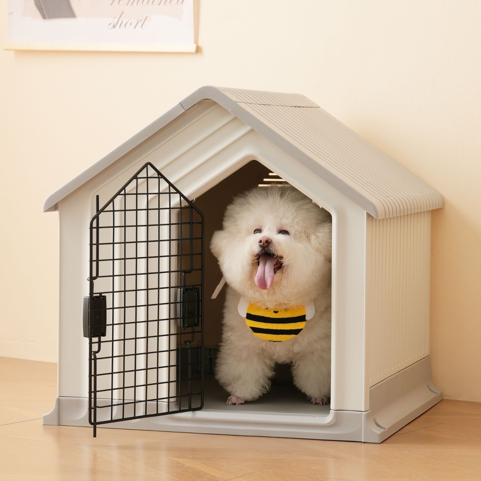 犬小屋 ペットハウス 犬 ハウス プラスチック ドッグハウス 犬舎 犬小屋 屋内 屋外 小型犬 中型犬 大型犬 ドア付き 防雨 換気 軽量 全天候型 オールシーズン 洗える サビない 組み立て簡単 M