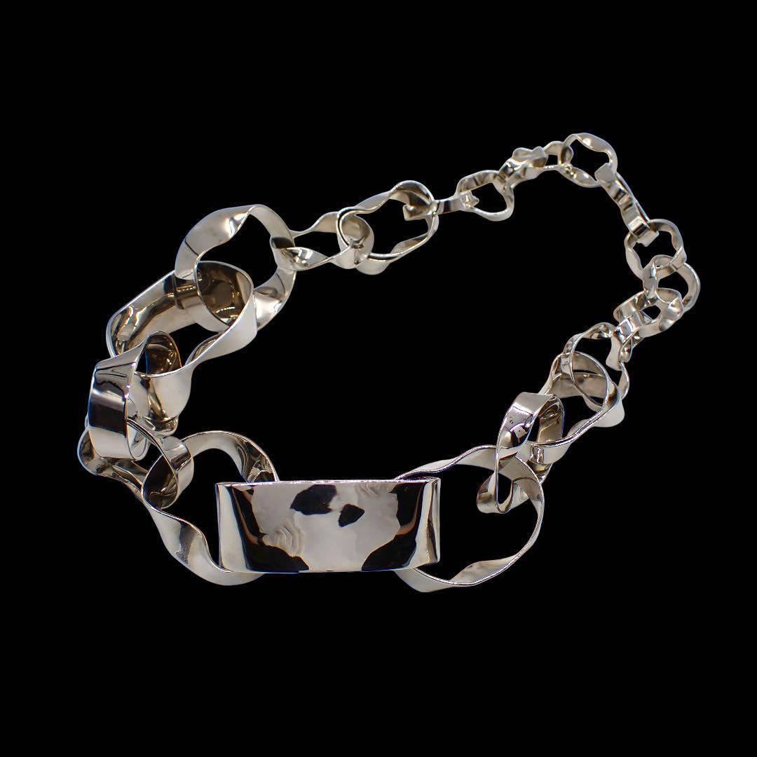 箱 バレンシアガ リンク ネックレス ロング メンズ シルバー 4023