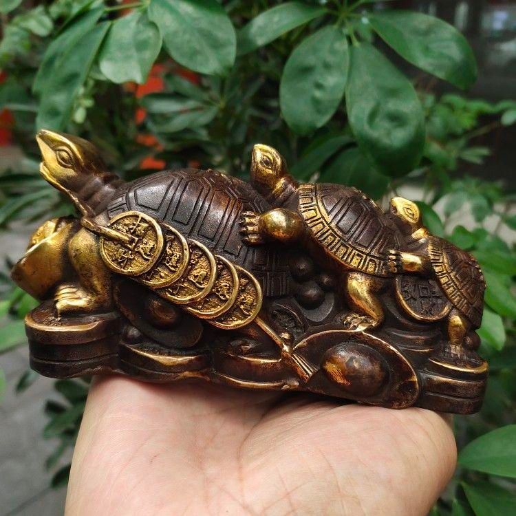 銅細工 百子桃 茶寵 装飾品 工芸品 美術品 置物