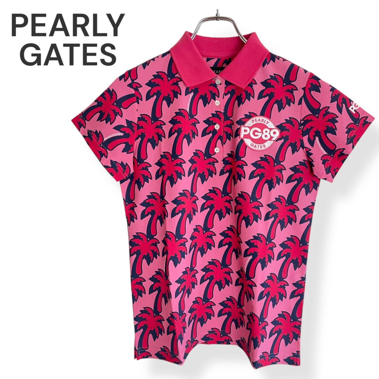 PEARLY GATES パーリーゲイツ ピンク 胸ロゴ ポロシャツ サイズ1 コットン混 055-1260618 レディーススポーツ 545KZ