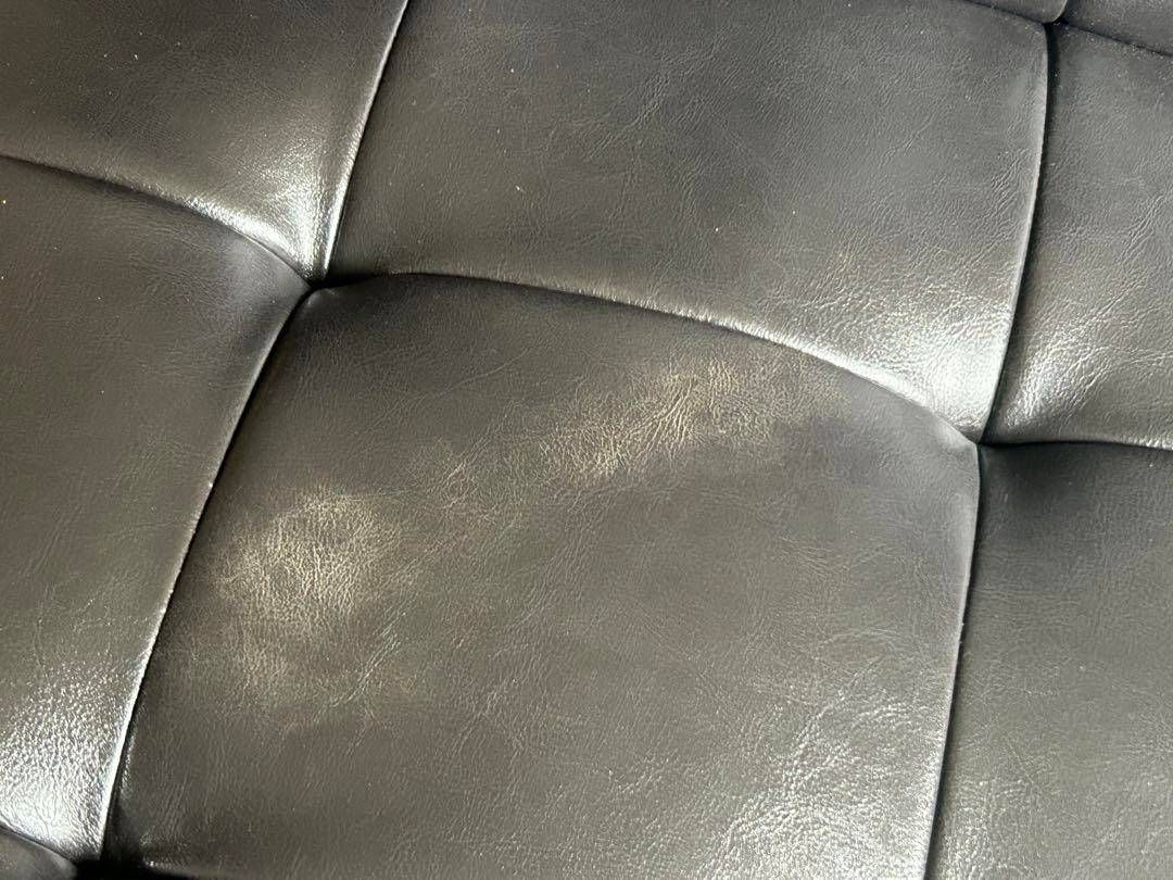 希少　3Pソファ　ソファベッド　ブラックレザー　ボタンダウン　ヴィンテージ　IH 希少 3Pソファ ソファベッド ブラックレザー ボタンダウン