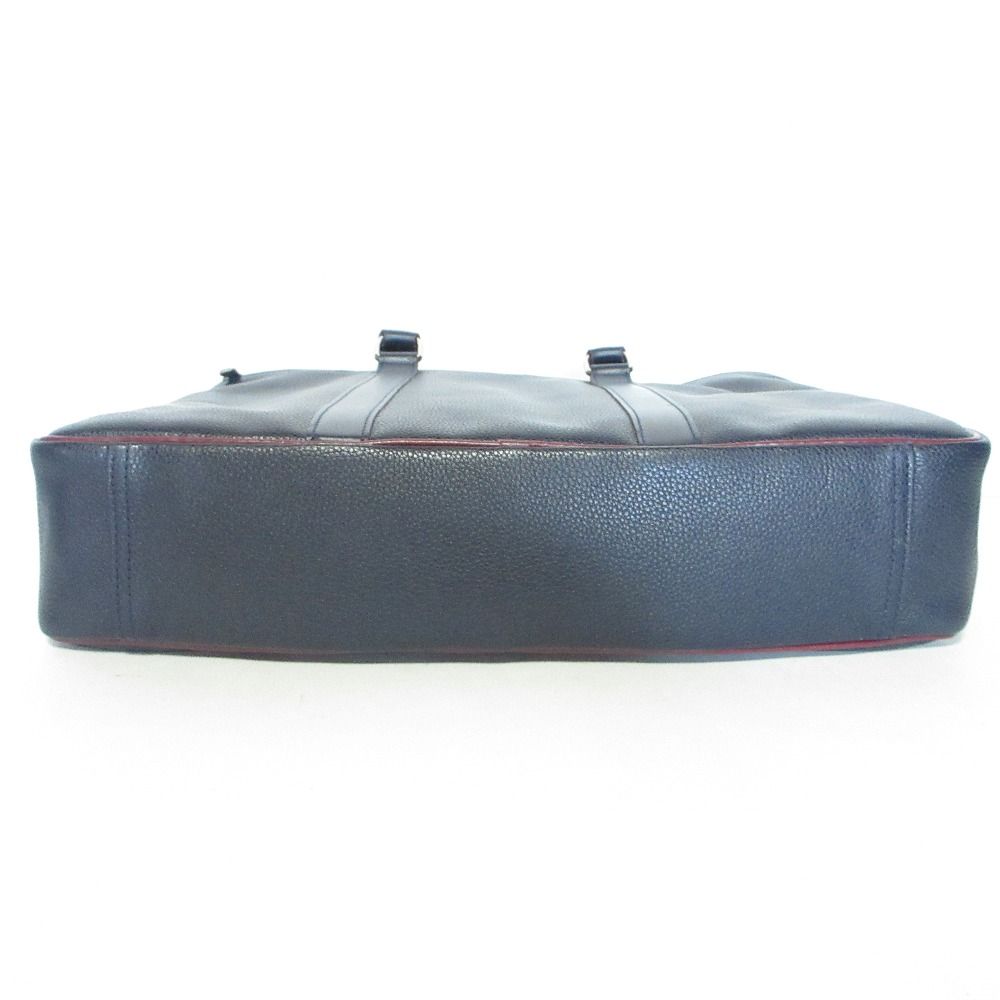 LONGCHAMP レザー ビジネスバッグ ブラック/ブルー 美品 LONGCHAMP ロンシャン レザー 2WAY ブリーフケース