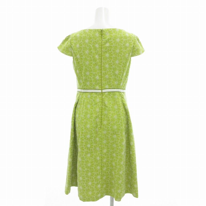 I369 XL 6 トッカ 花柄 刺繍 グリーン ひざ丈ワンピース