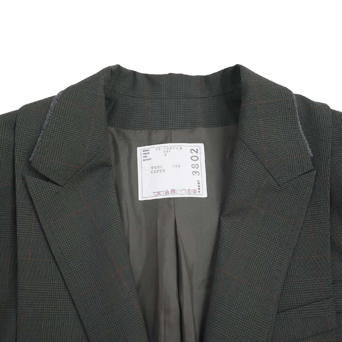 sacai サカイ 25AW グレンチェックテーラードジャケット 25-03802M