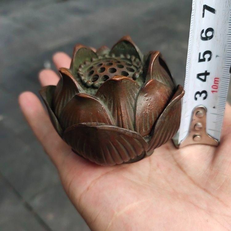 銅 細工 香炉 蓮華薫香炉 盤香炉 茶室焚香炉 茶道具 香道具 工芸