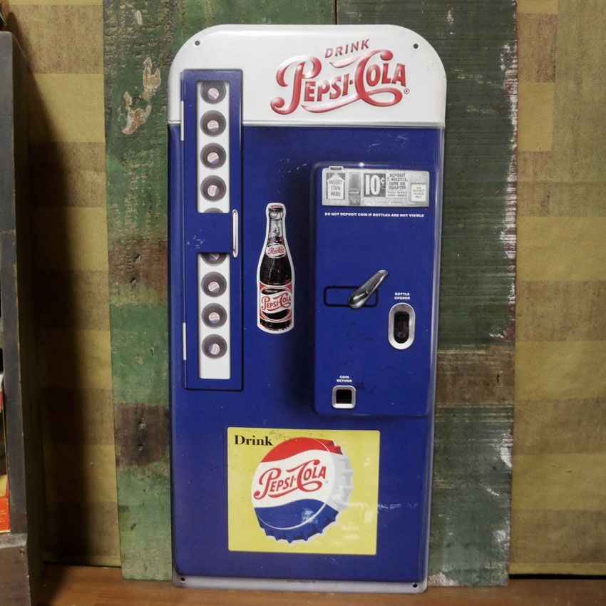 ペプシマン　看板 ダイカットエンボスメタルサイン PEPSI COLA VENDING MACHINE