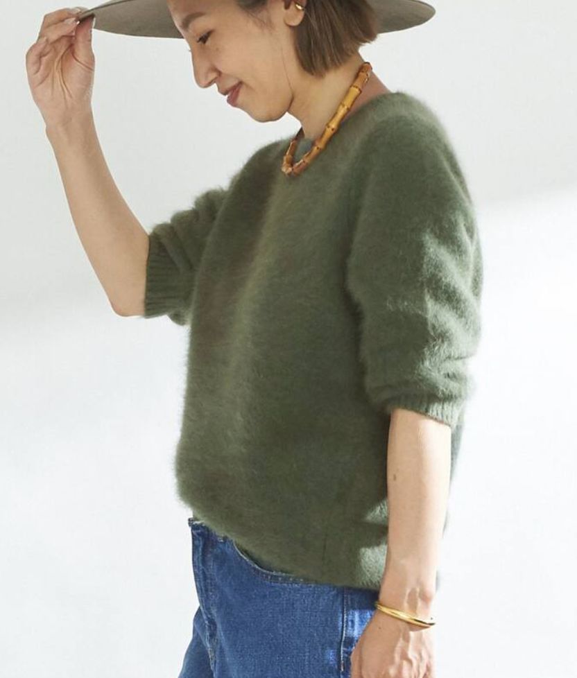 Plage Cashmere Mix Fur 6分袖プルオーバーニット半袖