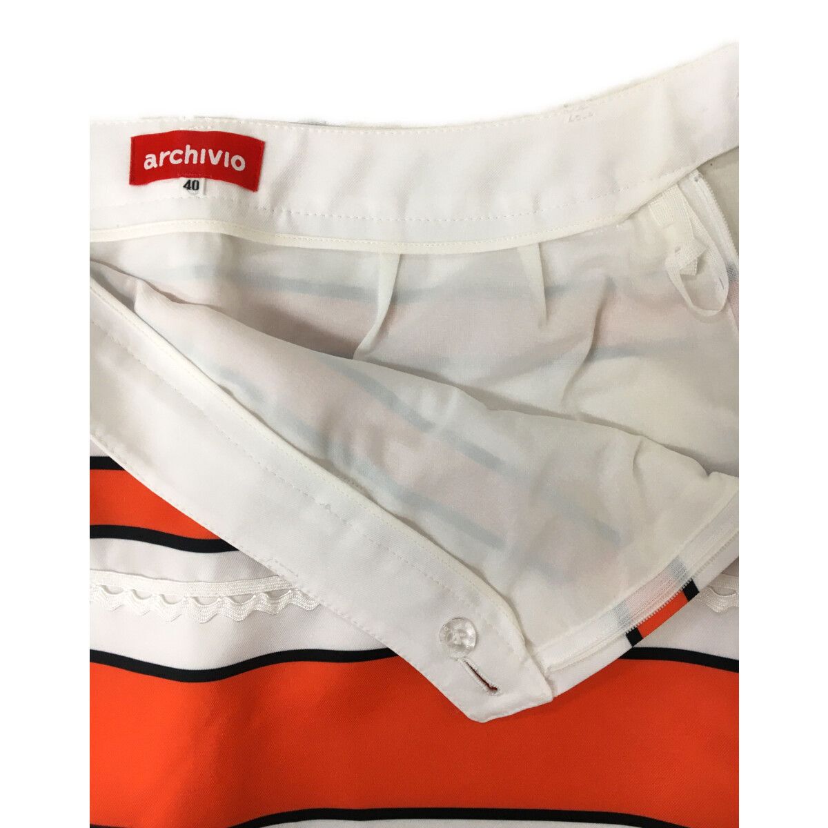 archivio - coco 中古 アルチビオ archivio レディース スカート 40(L) 白 オレンジ 春夏 裏地付き 中古 レディース アルチビオ archivio スカート 40(L) 白
