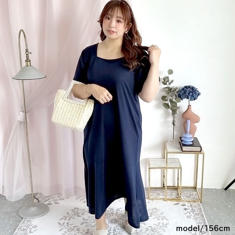 大きいサイズ レディース 前後2wayマーメイドワンピース