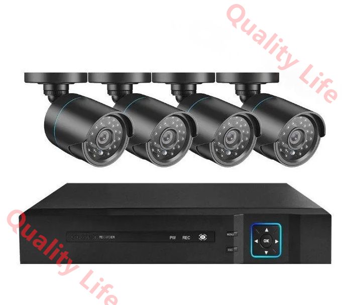 防犯カメラセット4台カメラ 500万画素 屋外IP66防水 遠隔監視-動体検知 暗視撮影 AHDセット ハードディスク付き