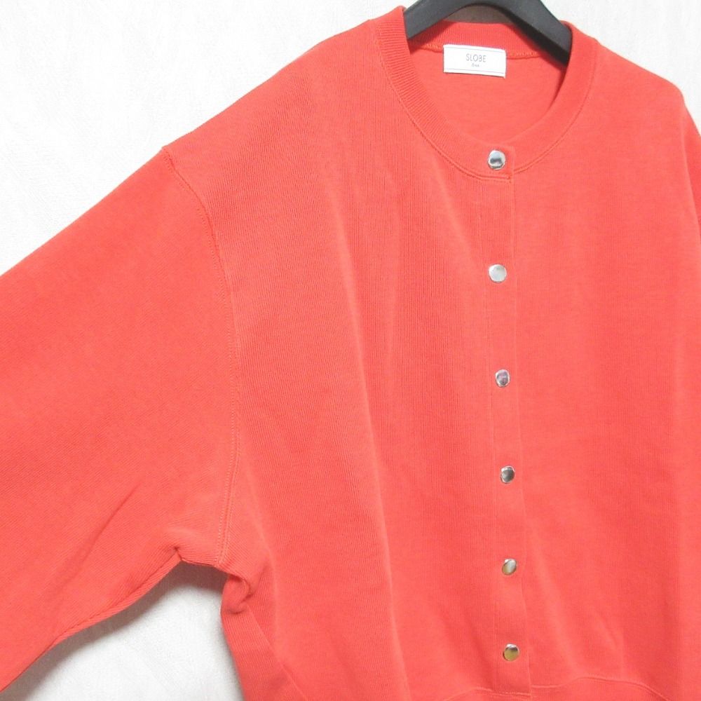 美品 25SS SLOBE  IENA スローブイエナ ダブルフェイスジャージースナップカーディガン レッド レディース 古着 中古 美品 25SS SLOBE IENA スローブイエナ ダブルフェイスジャージー