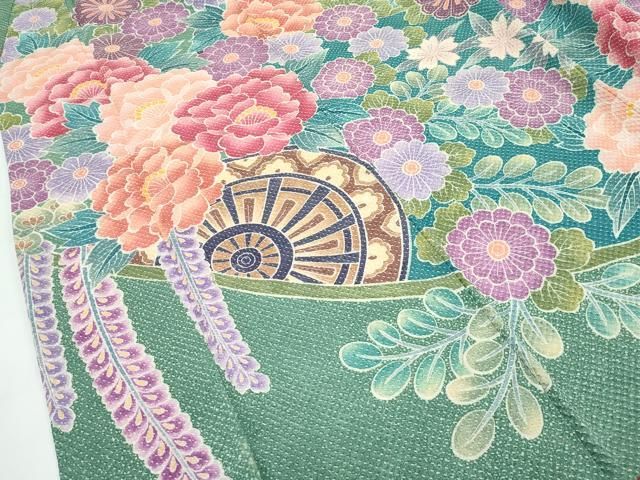 平和屋本店□極上 名門 藤娘きぬたや・総絞り 振袖 花車文 逸品