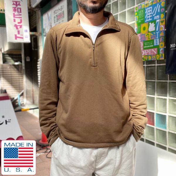 米軍 BEYOND CLS PCU LEVEL2 グリッドフリース ハーフジップ プルオーバー シャツ L コヨーテ アメリカ製 D147-18-0017ZV