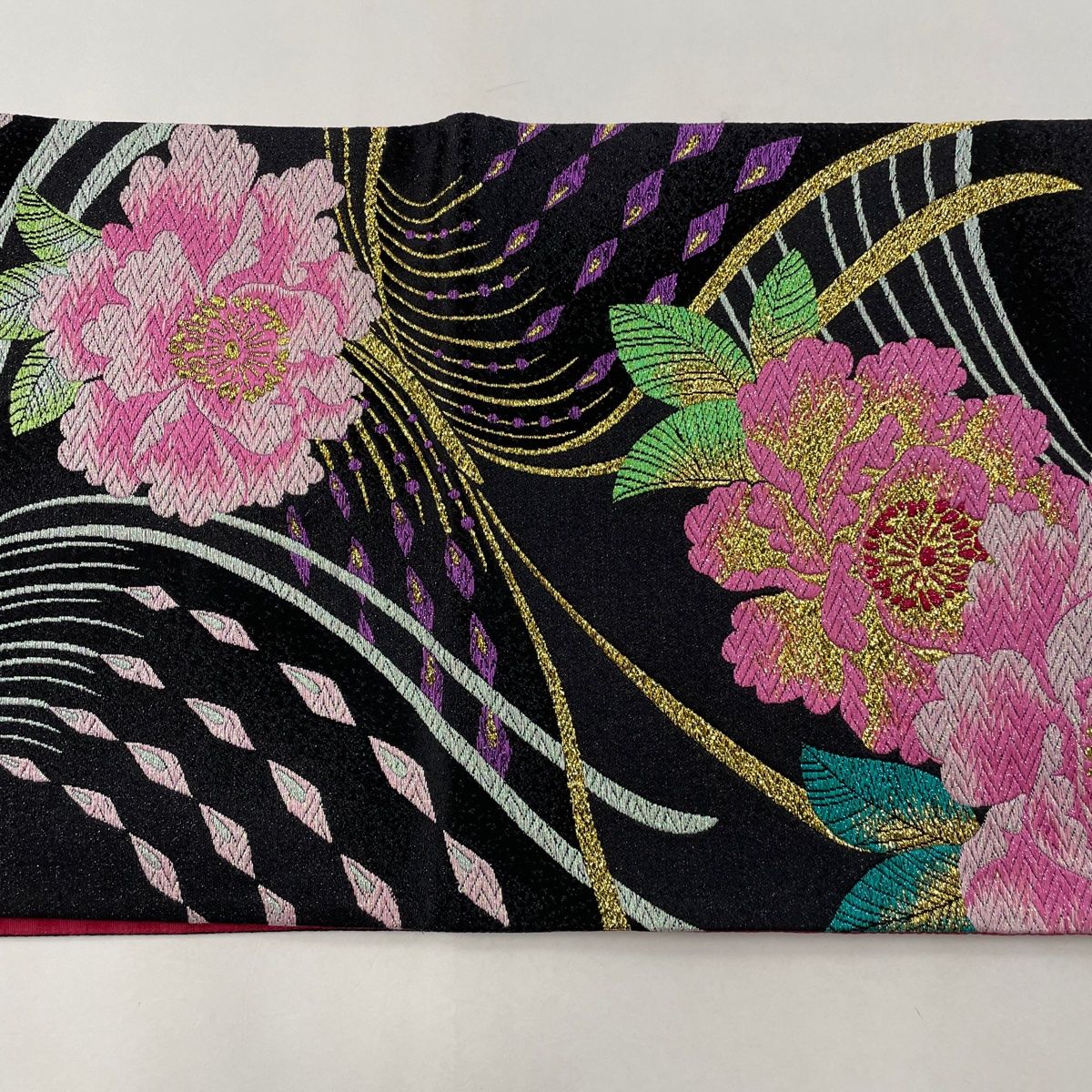 袋帯 美品 名品 全通 正絹 【中古】（袋帯 美品 秀品 鶴 草花 箔 唐織  