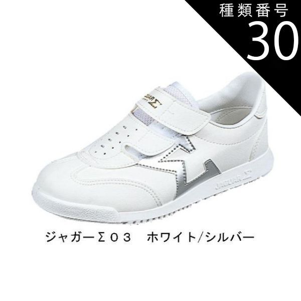 種類30:ホワイト/シルバー/23 リハビリにも最適スニーカー ムーンスター ジャガーΣ (シグマ) 03 マジックタイプ　室内でもOK
