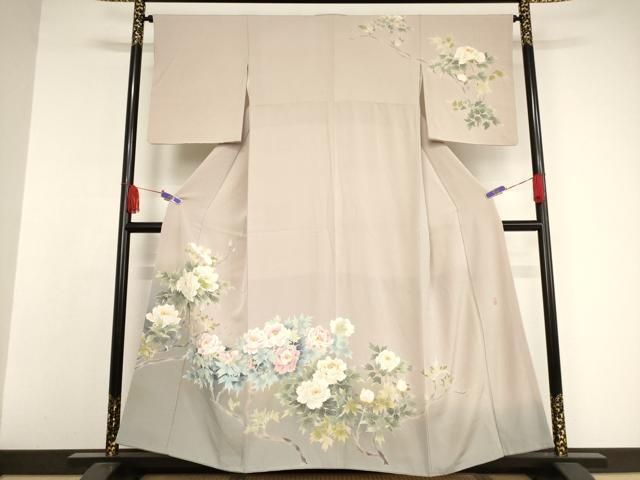 平和屋着物○十日町友禅作家 岡村蒼風 訪問着 牡丹文 暈し染め