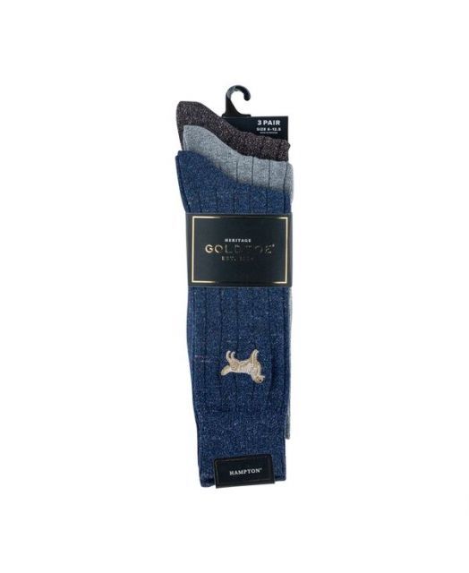 ゴールドトゥ メンズ 靴下 アンダーウェア Men s 3 Pack Hampton Embroidered Reinforced Toe Crew Socks Brown gray blue グレー系 上下セット