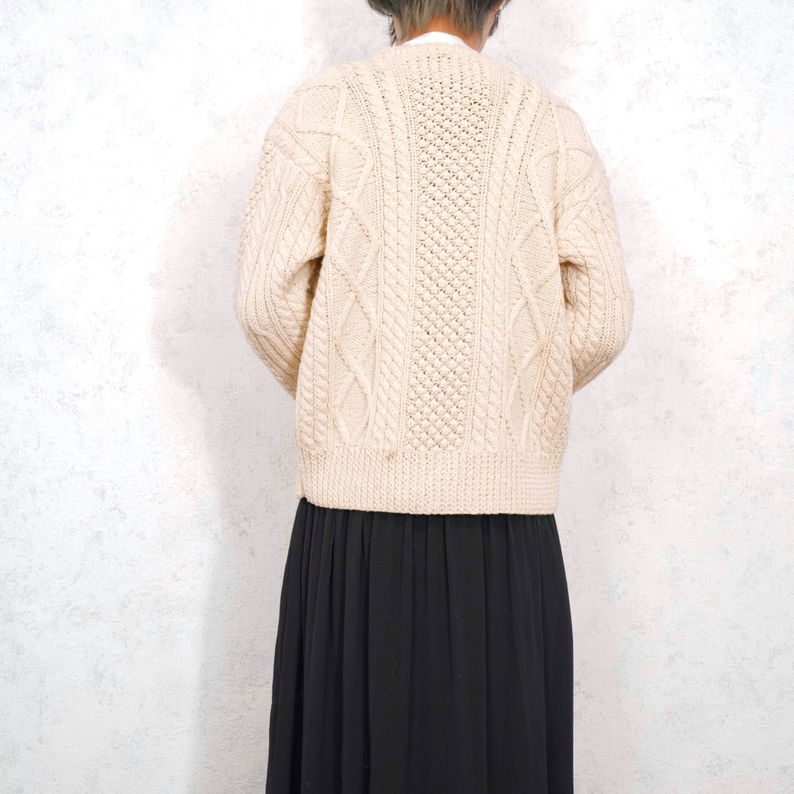  EU VINTAGE CABLE DESIGN ARAN KNIT CARDIGAN ヨーロッパ古着ケーブルデザインアランニットカーディガン 長袖 カーディガン ボレロ アンサンブル
