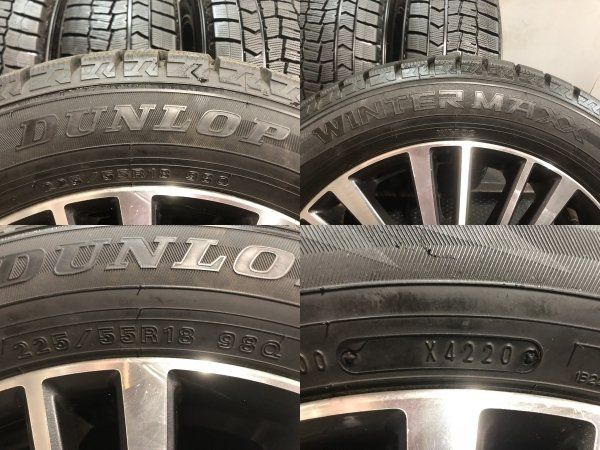 日産 エルグランド E52 純正 225/55R18 2018年 スタッドレス タイヤ走行短め【DUNLOP WM02 225/55R18】スタッドレス【日産