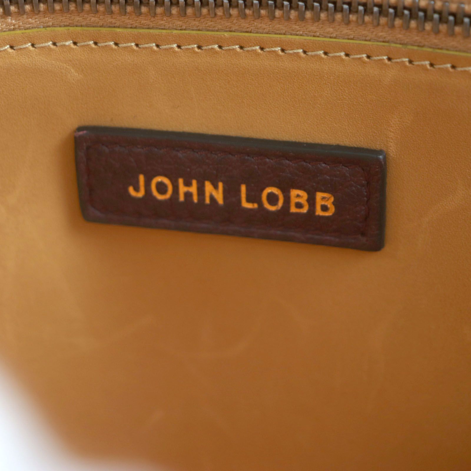 美品▽John Lobb ジョンロブ スモール ロゴ刻印入り スクエア グレイン  