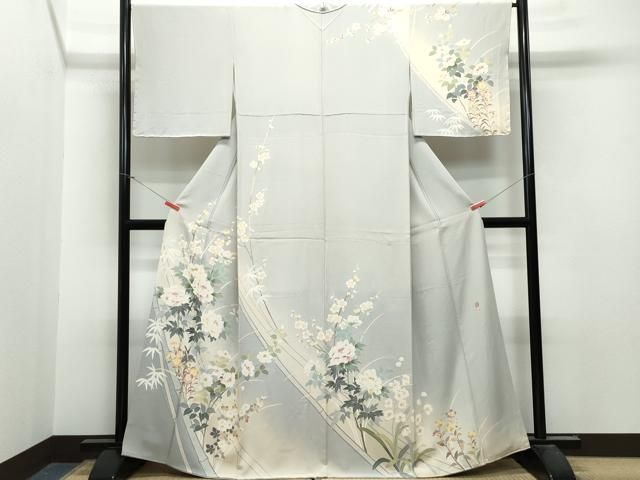 平和屋着物●十日町友禅作家　村松竜介　訪問着　枝花文　健勝苑扱い　正絹　逸品　CAAT7191vf 平和屋着物○十日町友禅作家 村松竜介 訪問着 枝花文 健勝苑扱い 正絹
