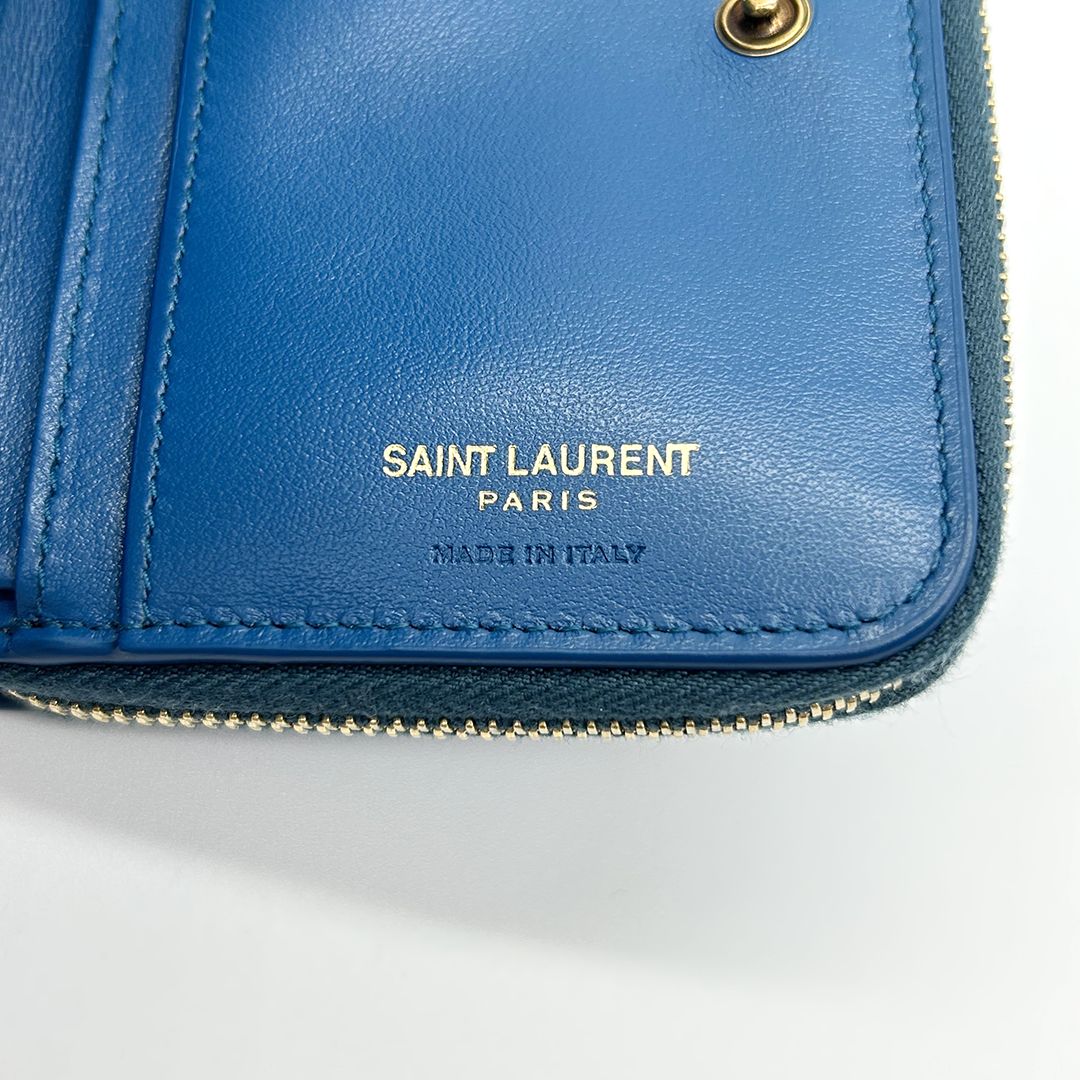 SAINT LAURENT イブ・サンローラン YSLロゴ スタッズウォレット 二 ...