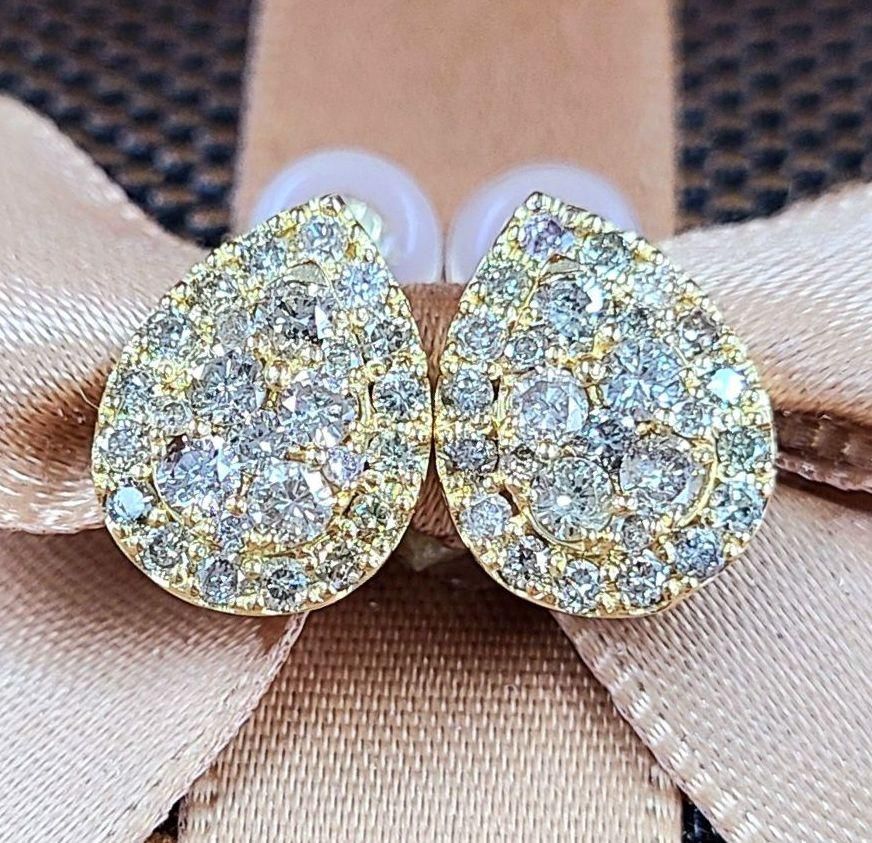 まるで大粒ペアシェィプ3ct ！ダイヤモンド K18YG ピアス 鑑別書付 