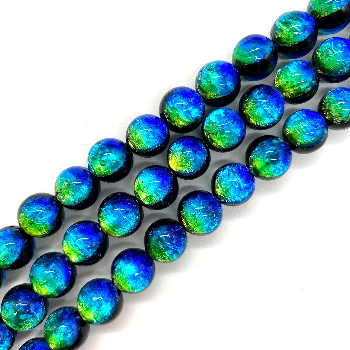 Sea drop 光る ホタルガラス ケラママリン 6mm 一連 68玉 連売り 約40cmビーズ 蓄光 とんぼ玉 004tt-06