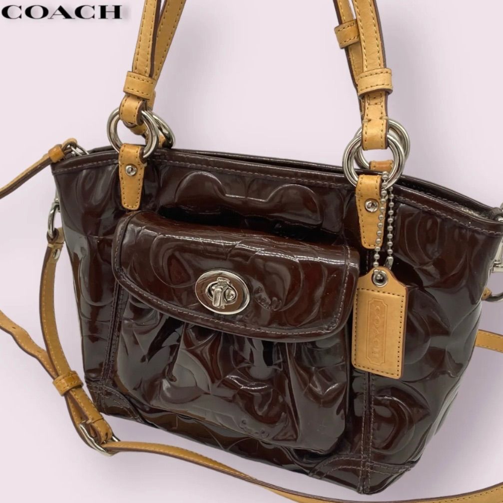 美品 COACH　コーチ 2way ハンドバッグ s58 ブラウン オプアート 2way COACH コーチ マディソン オプアート ショルダーバッグ