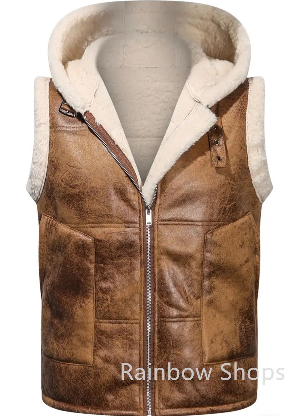 ムートン コート メンズ ジレ フード サーマル ジャケット