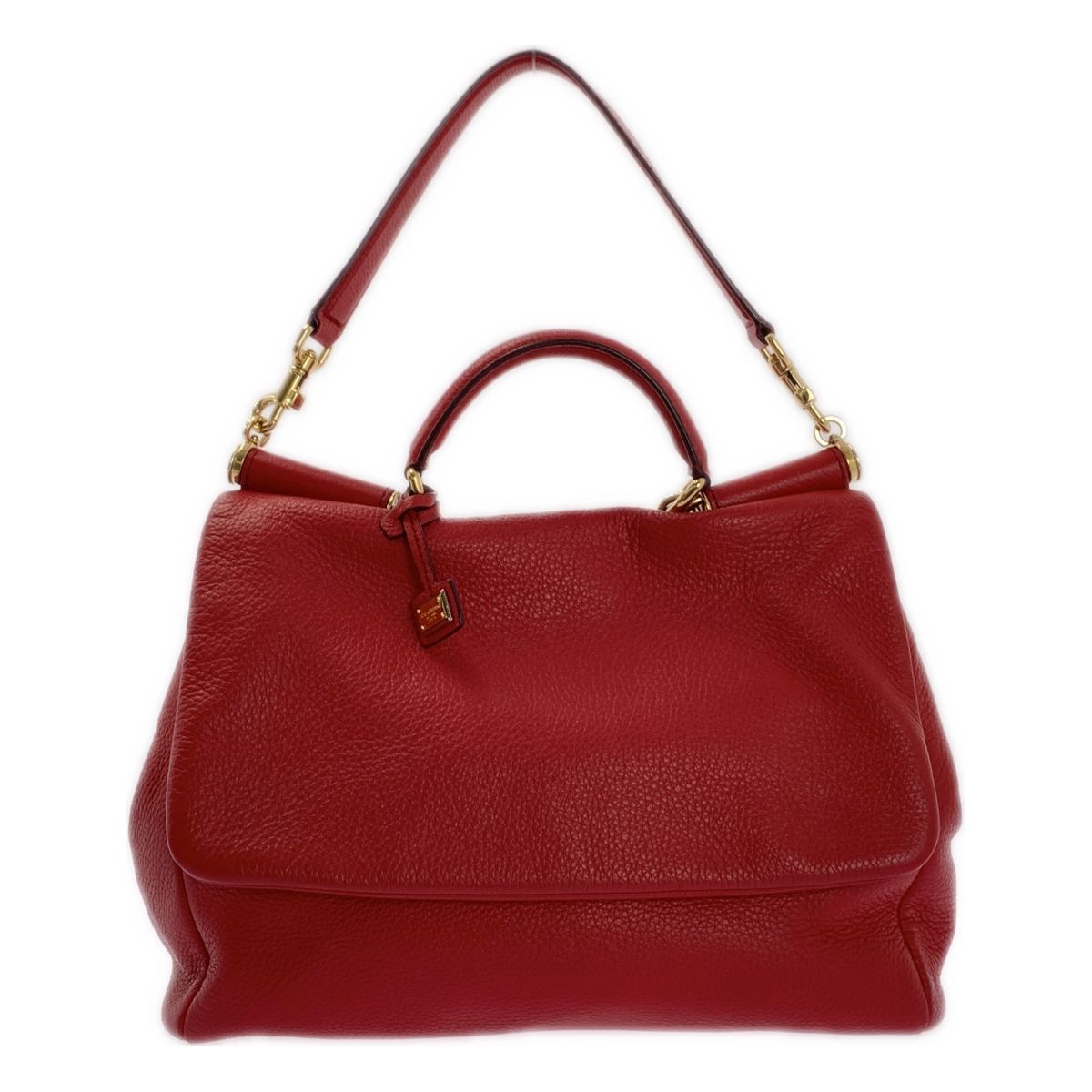 DOLCE＆GABBANA | ドルチェ＆ガッバーナドルガバ | SICILY | ソフトシシリー 2way レザー フラップ ワンショルダー ハンドルバッグ | レオパード総裏地 | レッド | レディース
