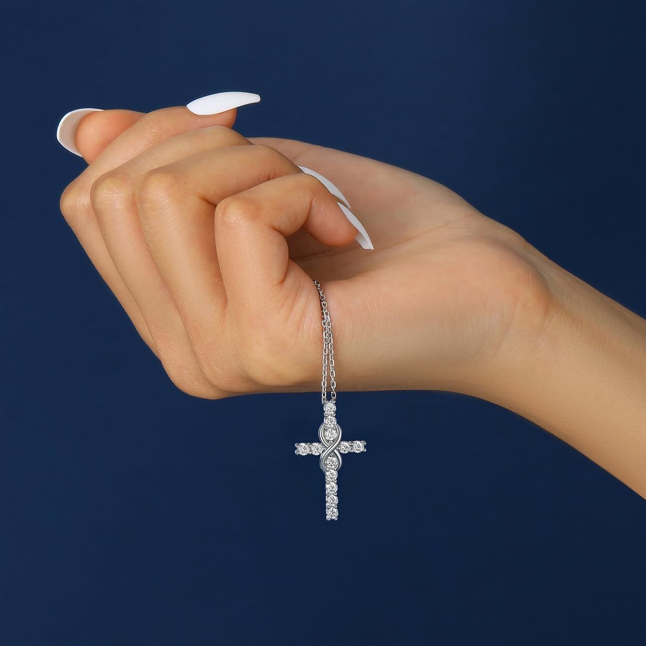 MomentWish クロスネックレス 1.2カラット モアッサナイト クロスネックレス レディース メンズ Dカラー VVS1 模造ダイヤモンド 9 | [MomentWish] 十字架ネックレス レディース メンズ 1.2