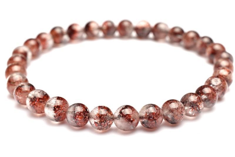 １点物 AAA ピラミッドファントム ストロベリークォーツ レピドクロサイトインクォーツ 5.5mm ブレスレット パワーストーン 天然石 _MA9179