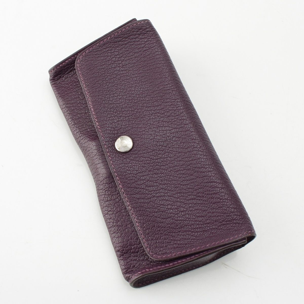 エルメス シェーブル セリエボタン メガネケース □E刻印 パープル  