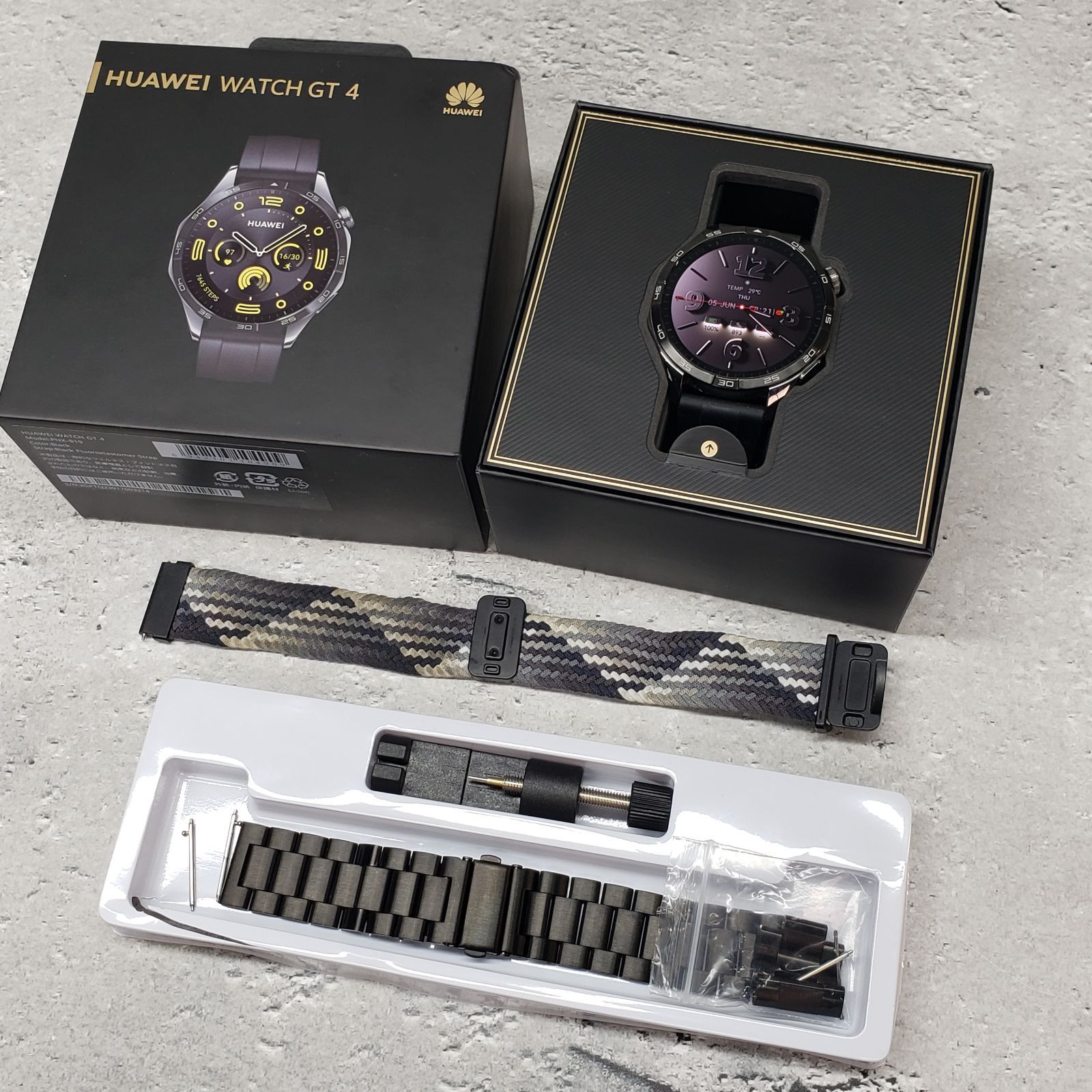 HUAWEI WATCH GT 4 スマートウォッチ ブラック 交換用バンド2本付き 