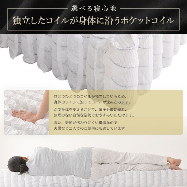 脚付きポケットコイルマットレスベッド