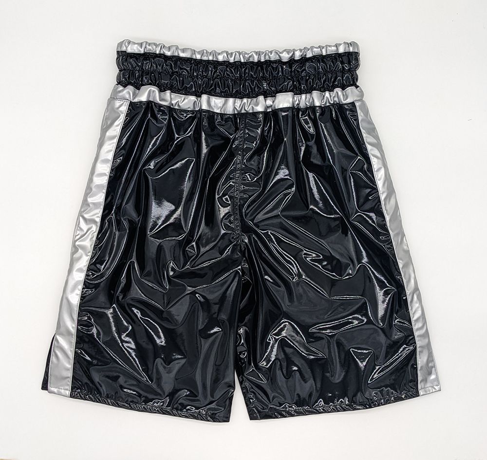 ツヤツヤ♪【黒/シルバー☆エナメル生地のボクシングトランクス